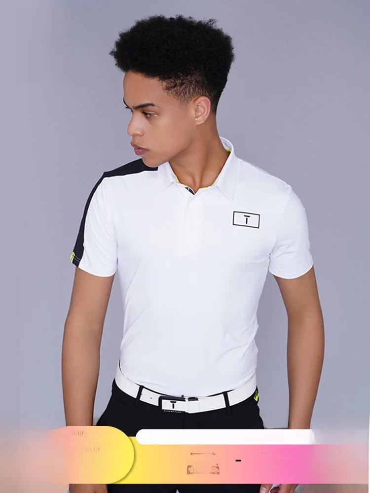 

Men's ort Sve Golf irt Qui Dry Elastic European Tour Golf Clothing Summer Sportswear Fitn Fans Supplies