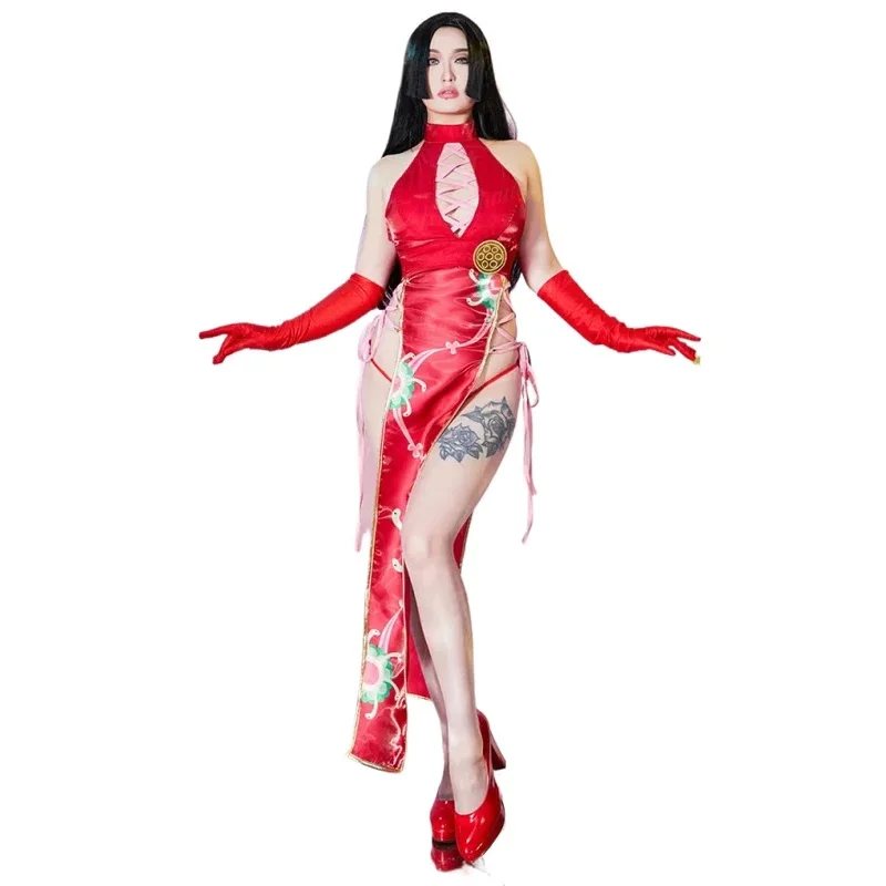 

Mobbunny женское рождественское нижнее белье костюмы для косплея Хэллоуин Cheongsam стиль Холтер с высоким разрезом наряд эротический комплект для вечеринки