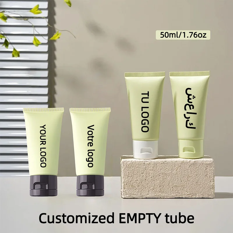 

30pc Logo Customized 50ml Green Matte Squeeze Empty Tube with Flip-Top, for Cosmetic Customization, Suitable for Creams, Lotions