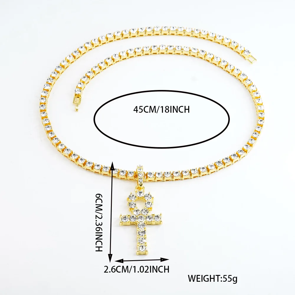 DIY accessories Trend diamond Ala cross necklace women's collarbone chain 2024 new simple light luxury niche design hanging