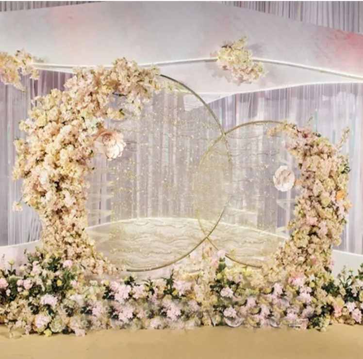6.6/7.2ft Wedding Props White Gold Metal Hoop Balloon Circle Loop Flower Arch With Stand Decoration Home Celebration