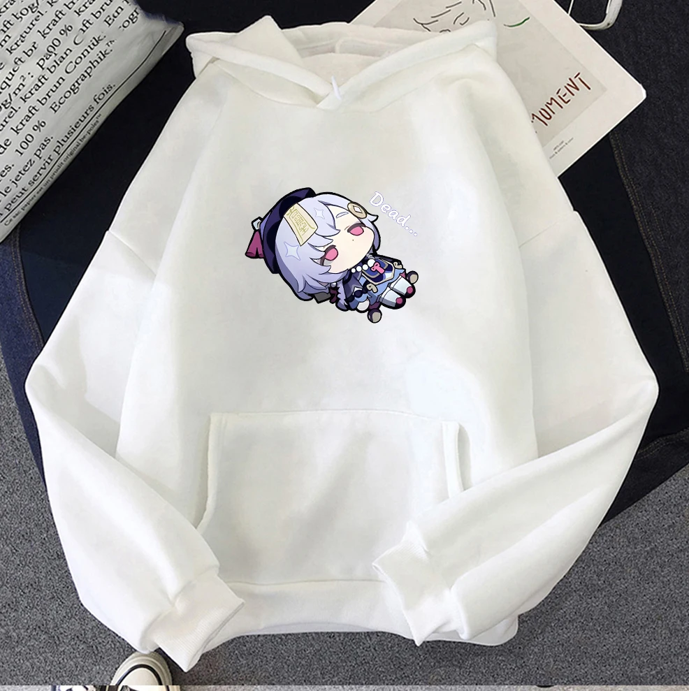 Kawaii Genshin Impact Qiqi Hoodies Anime Sweatshirts Women Long Sleeve Hoodie Graphic Streetwear Sudaderas Y2K Tops Harajuku