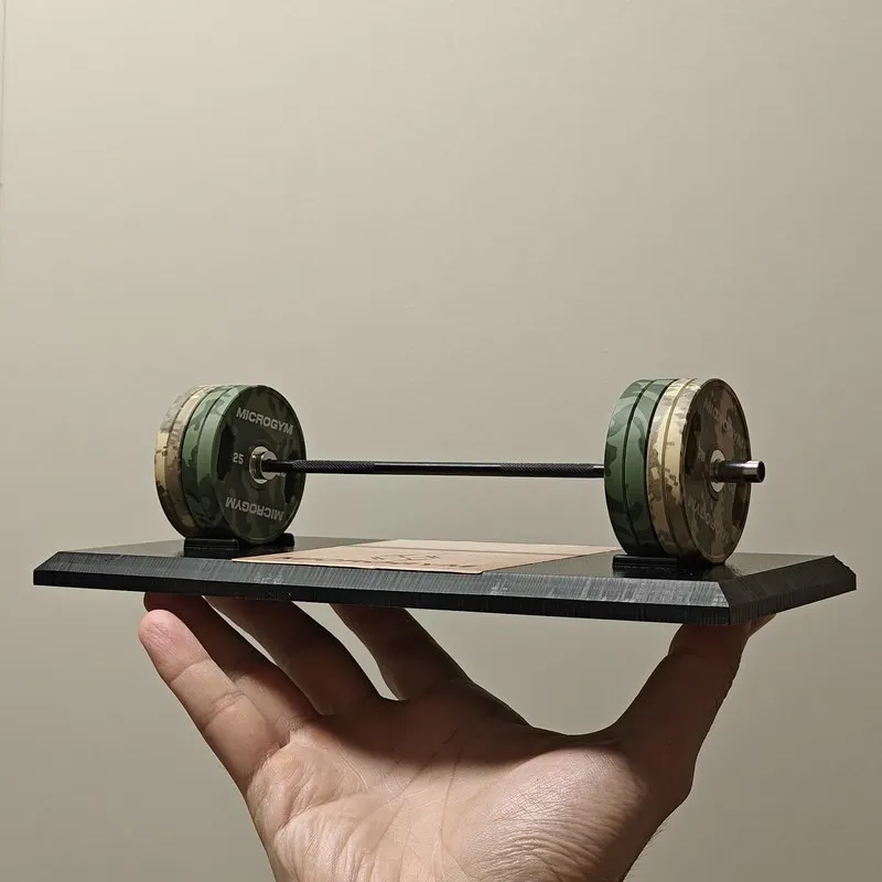 Microgym Camouflage Miniature Barbell Model Fitness Desk Ornament Gift For Men Women Home Office Desktop Decoration