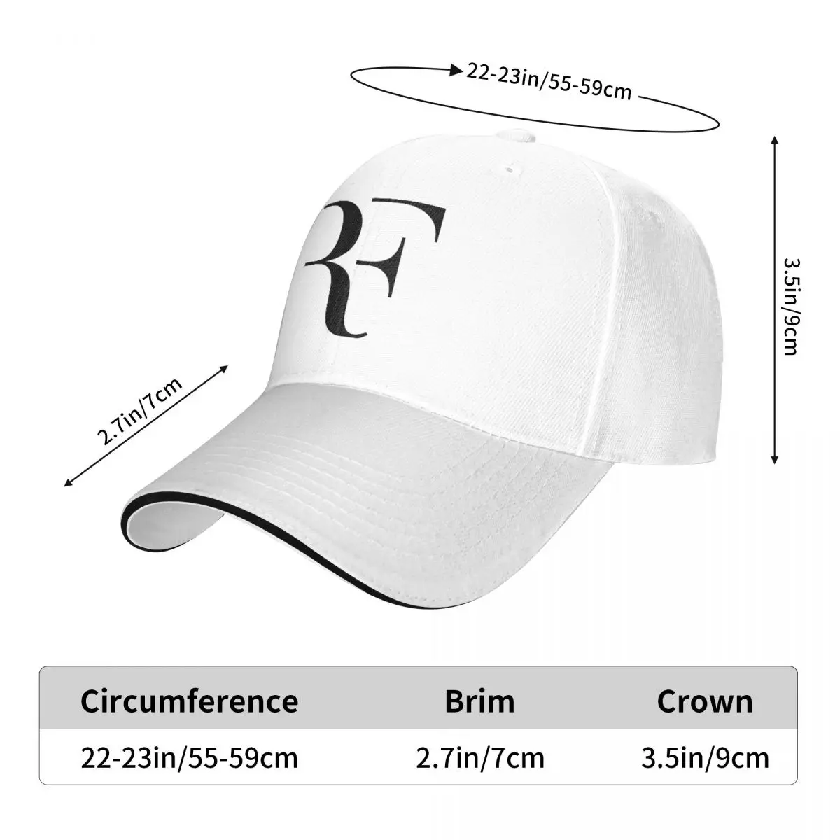 Roger Federer RF Baseball Cap Leisure Wear Men Women Sun Hat Adjustable Fit