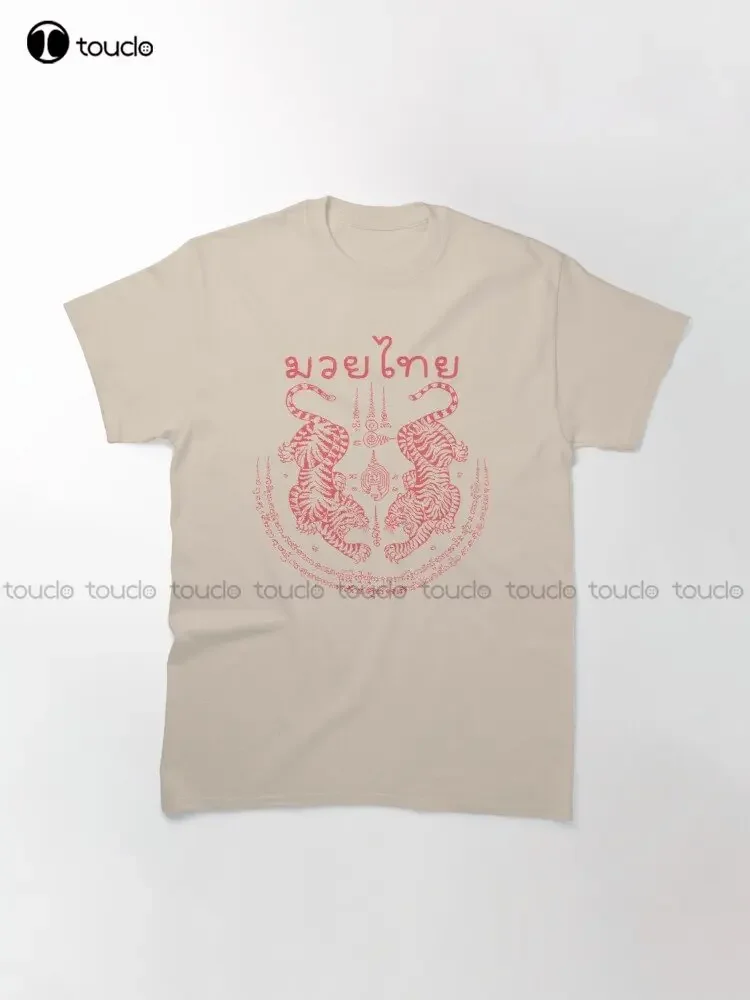 Muay Thai With Thai Traditional Art Of Talisman Tiger Leap (Tiger Pairs) Trending T-Shirt Xs-5Xl Custom Gift Make Your Design