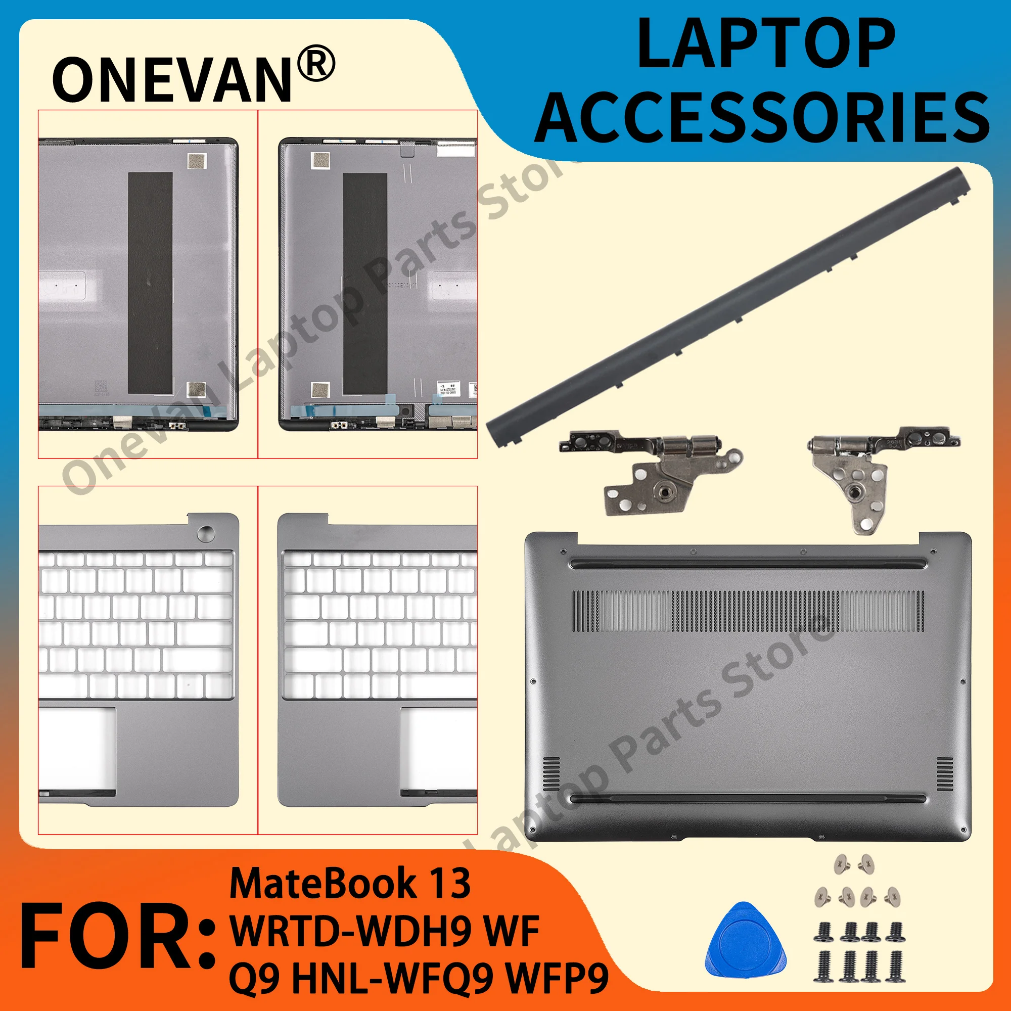 

Новый чехол для MateBook 13 HNL-WFQ9 WFP9 WRTD-WDH9 WFQ9 WFD9, задняя крышка с ЖК-дисплеем/крышка на петлях/подставка для рук/нижняя часть корпуса