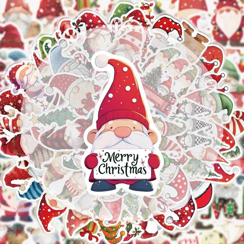 50 Weihnachtszwerg-Graffiti-Aufkleber, lebendige Aufkleber und Abziehbilder, mehrere Stile ohne Duplizieren, geeignet für Wasserflaschen, Laptops, Koffer, Skateboards, Gitarren, Partydekorationen