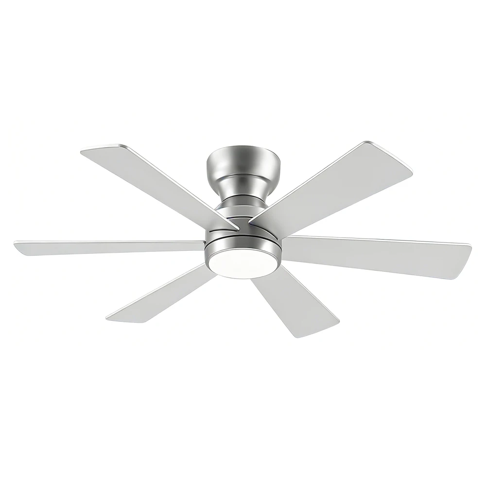 

46" Flush Ceiling Fan with Lights Remote, Quiet DC Motor,6 Blades,6 Speeds Reversible(Silver)