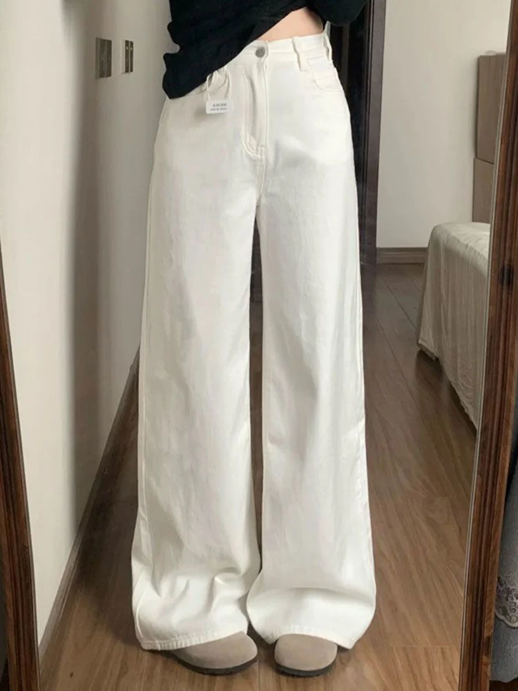 

Y2K Womens High Waisted Jeans Slimming Loose Korean Style Straight Leg Narrow Wide Leg Pants