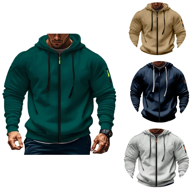 

Jacket 2025 Autumn/Winter Men's Hoodie Multi color Hoodie Zipper Collar Casual Running Fitness Trendy Cool Fashion Top
