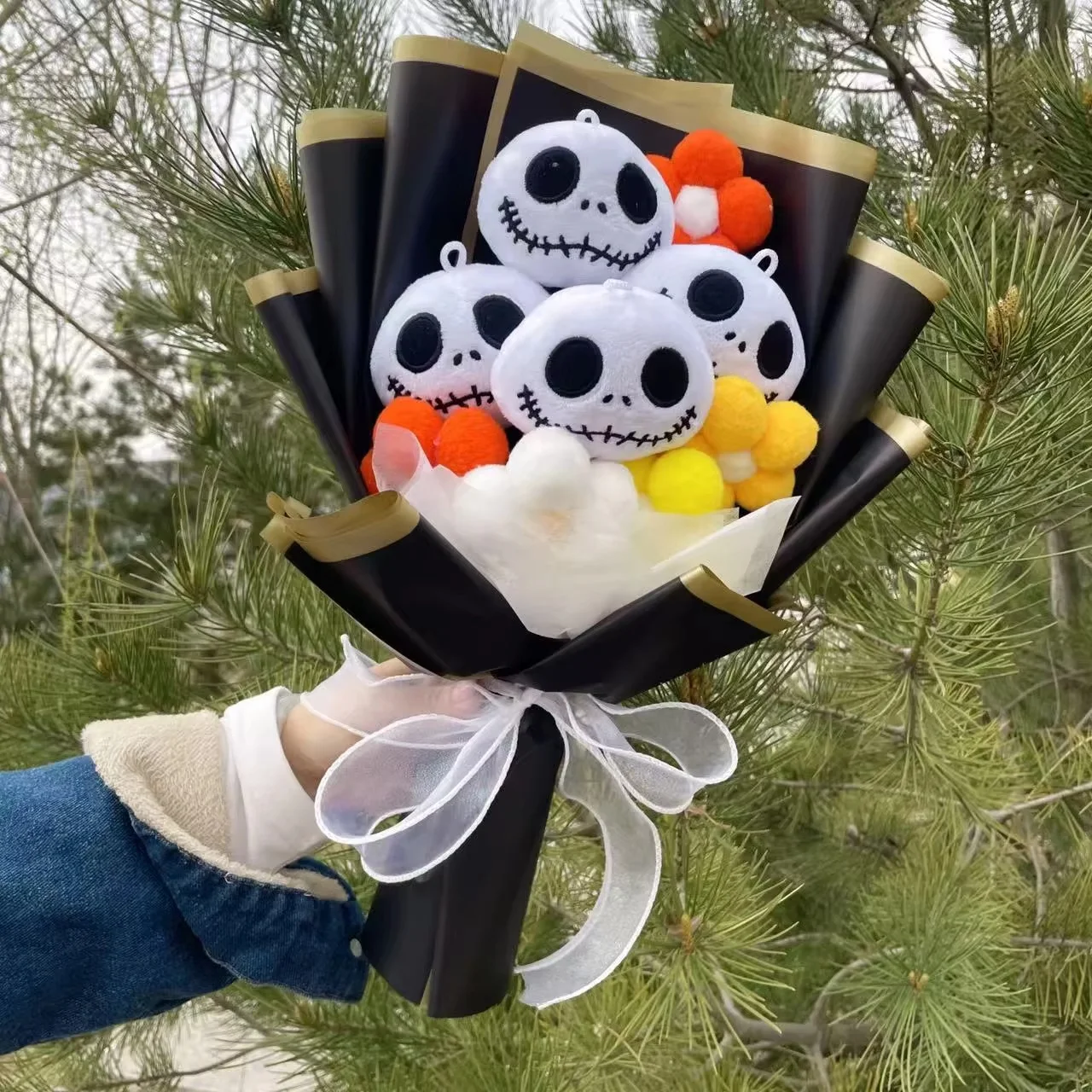 Der Albtraum vor Weihnachten Jack Skellington Plüschpuppen Kreativer Blumenstrauß Lustiger Totenkopf Valentinstag Weihnachts-Halloween-Geschenke – Detail 5