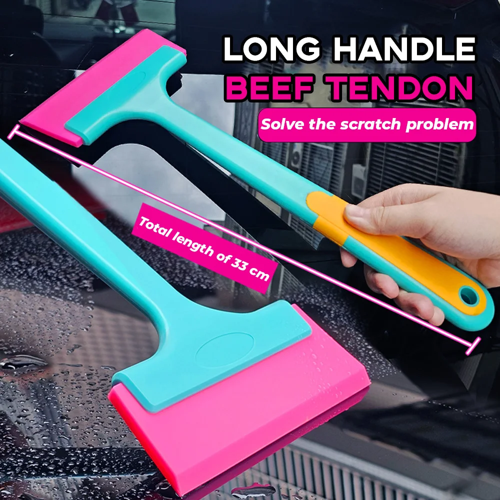 Cross border car window film application elongated rubber handle scraper for front and rear windshields solar film tool