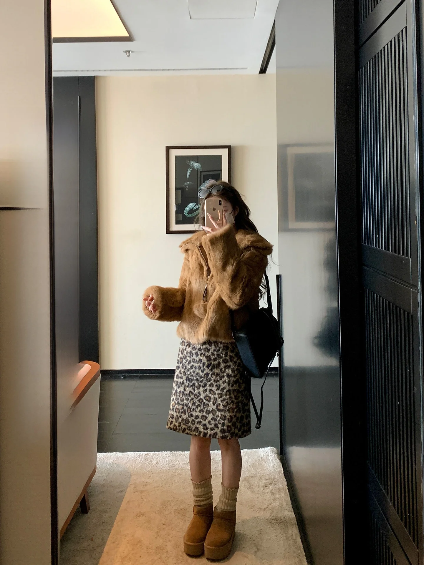 

Ретро-юбка с леопардовым принтом, новая зимняя модель, женская юбка миди А-силуэта, универсальная, с завышенной талией, в корейском стиле, из полиэстера