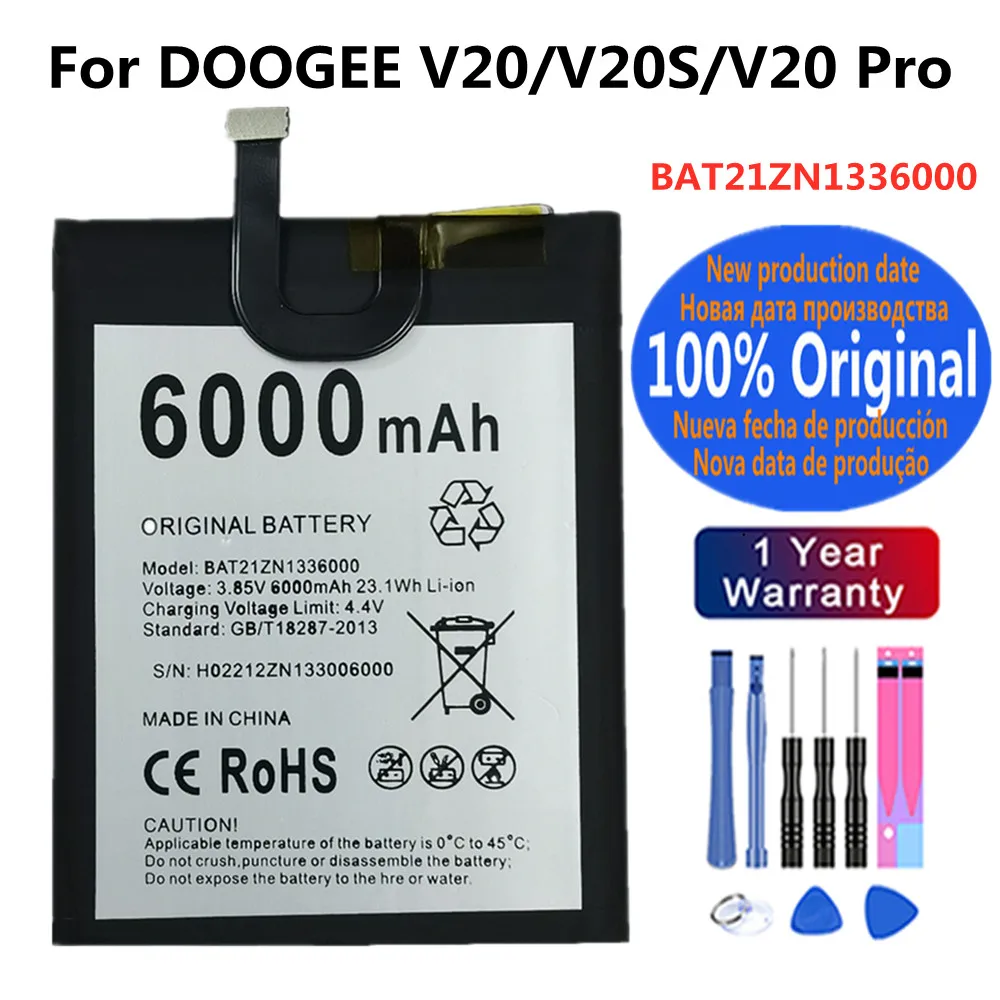 6000mAh BAT21ZN1336000 Original Battery For DOOGEE V20 / V20S / V20 Pro V20Pro Mobile Phone Battery Bateria Batteries + Tools