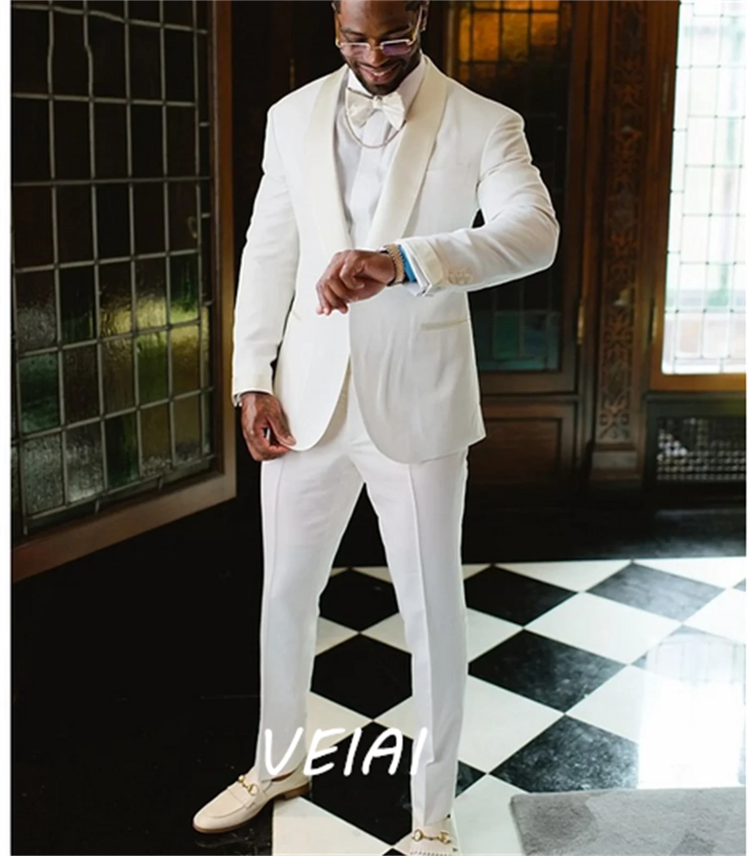 

CustomizedWhite Wedding Suits for Groom One Button Double Vents Men Blazer Tuxedos Suit Costume Homme Mariage 2 Pieces Jacket+Pa