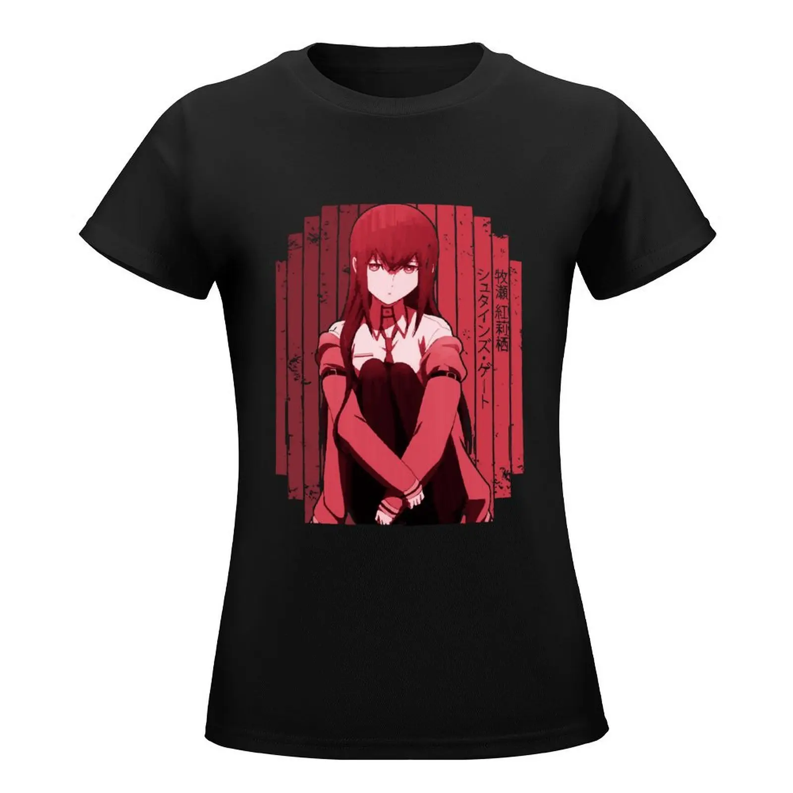 Makise Kurisu Red Steins Anime Gate Gift Fan T-Shirt Female clothing aesthetic clothes Women clothes