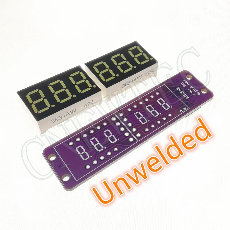 MAX7219 0,36-дюймовый 6-битный цифровой светодиодный дисплей, 7-сегментный модуль, 6 цветов, доступный для Arduino STM32 STC AVR ESP32 несварной