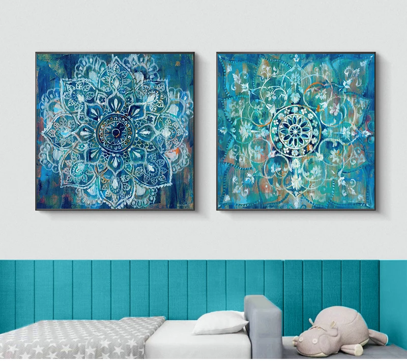 Abstract Mandala Flower Wall Posters And Prints Large Size Bright Color Modern Flower Canvas Painting Pictures Home Decor