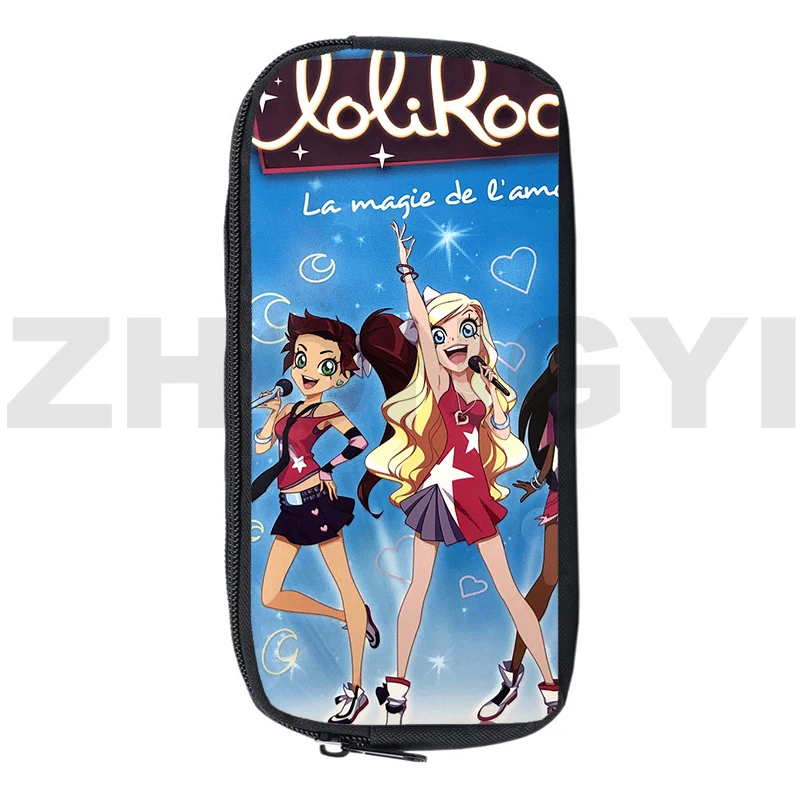 Kawaii Girls LoliRock Game School Supplies 3D Cartoon Printing LoliRockstar Pencil Case Hip Hop Music Makeup Bags Pencil Pouch