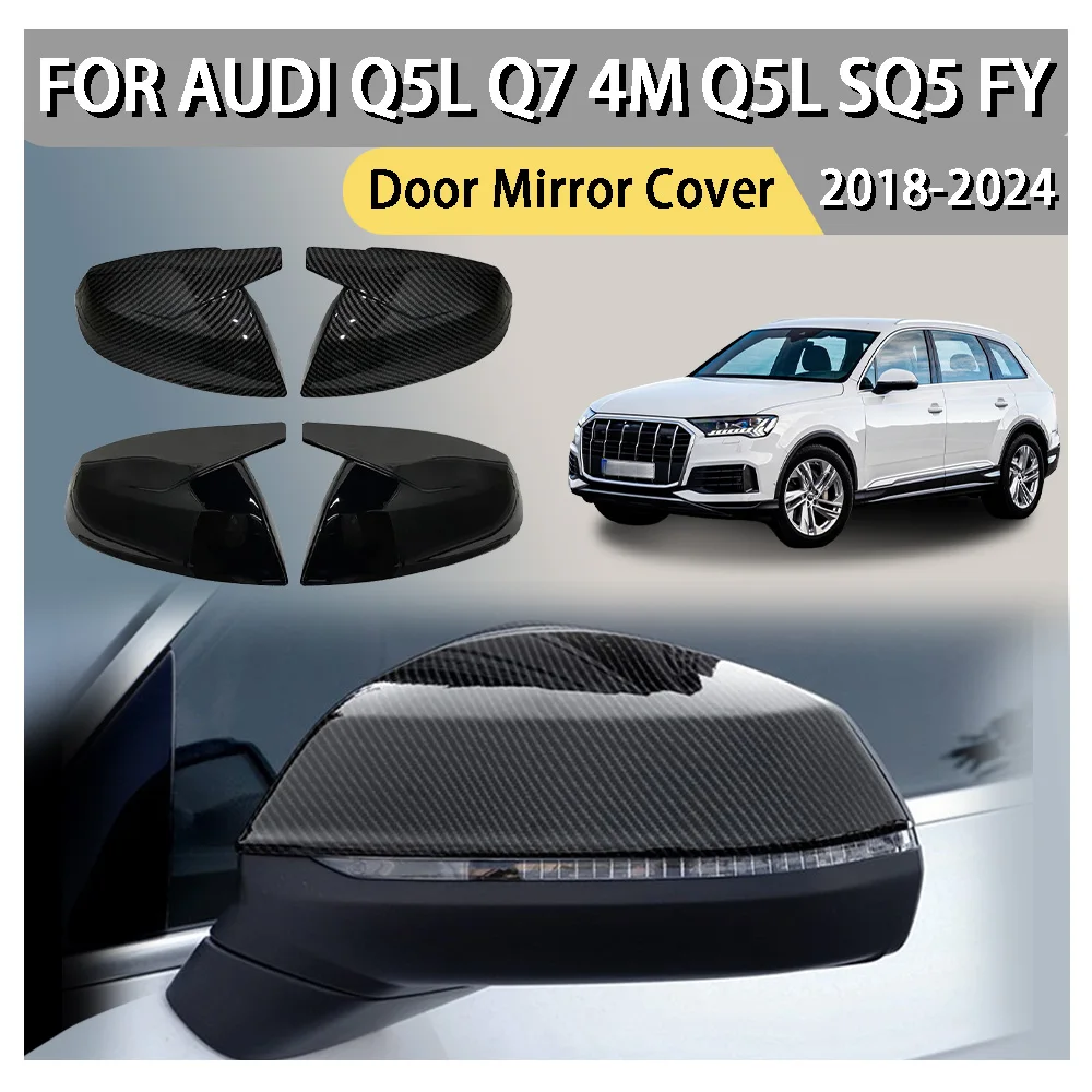 

Car Rearview Accessories Bull-Horn Door Mirror Cover For Audi Q5L Q7 4M Q5L SQ5 FY 2018 2019 2020 2021 2022 2023 2024
