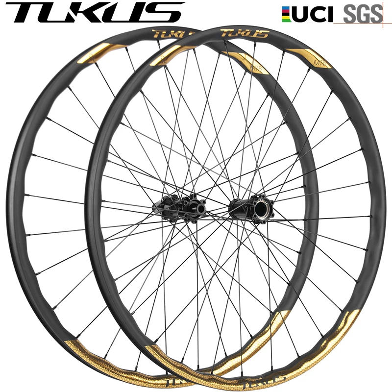 TUKUS Challenger MTB Carbon Wheelsets Mountain Wave Wheelset Ratchet 36T/52T Steel Spoke 29er Disc Brake Wheelset UCI Quality