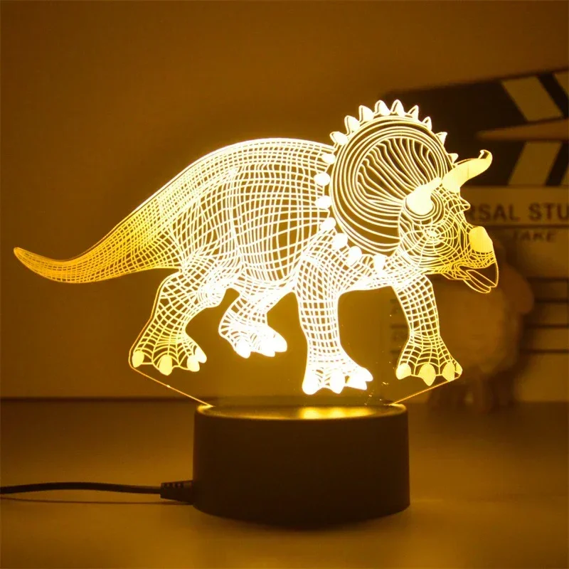 3D LED Anime Dinosaur Lamp, Dragon Night Light, Decoração do quarto, Branco Quente, Presentes de Aniversário e Feriado, Criança Nightlight