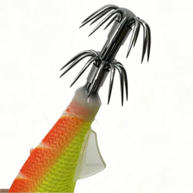 Hochpenetrierende Bleiköpfe für Tintenfisch-Jigs, Leuchtende Holz-Garnelen-Egi für Salzwasser-Oktopus- und Tintenfisch-Nachtfischerei – Detail 7
