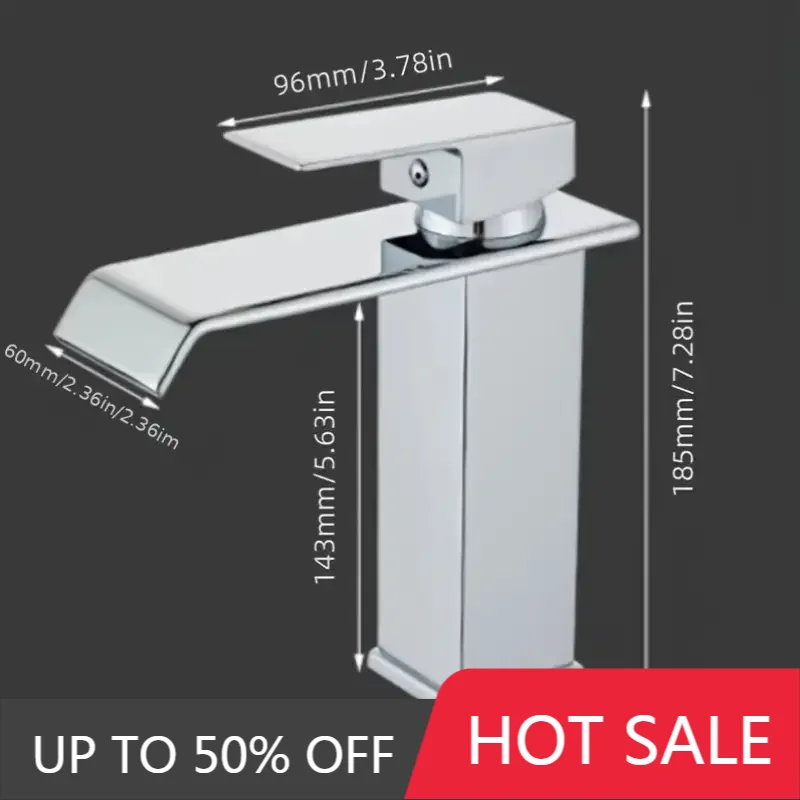 

Luxury Glam Style Waterfall Bathroom Sink Faucet - 304 Stainless Steel, Cold and Hot Water Mixer Tap with Chrome Finish,