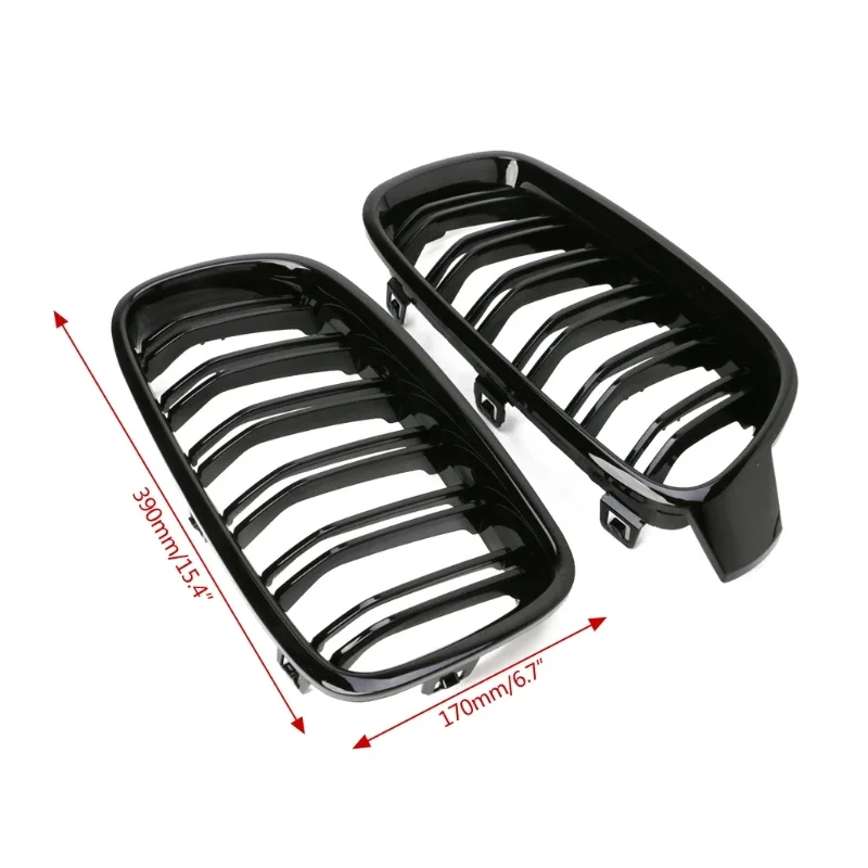 Pulleco-Grille de calandre avant de voiture, grilles de course pour BMW Série 3, F30, F31, F35, 13-19, noir brillant, double lamelle, accessoires auto