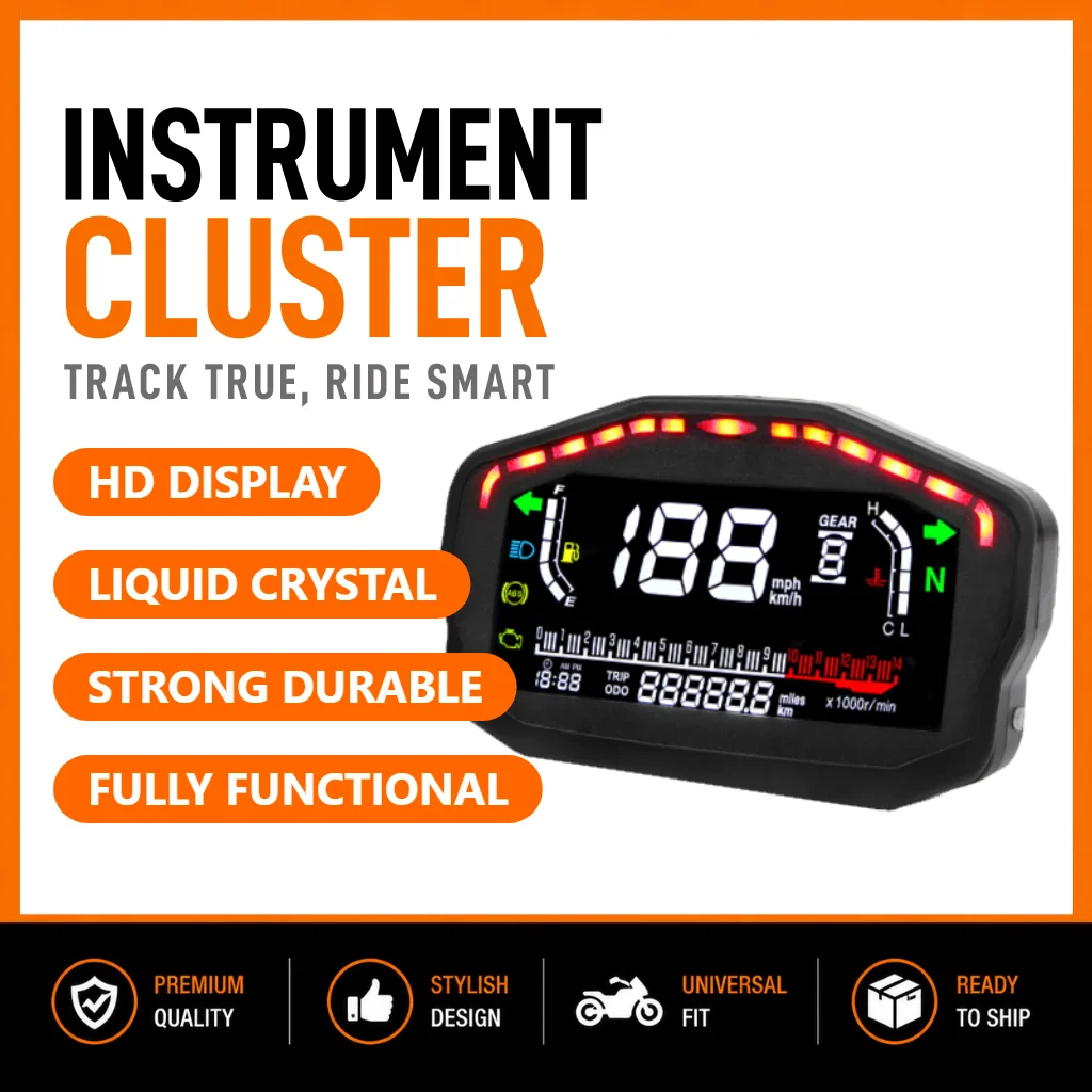 12V Universal Motorcycle LED LCD Dashboard Odometer 14000rpm Speedometer Display For Honda For Yamaha