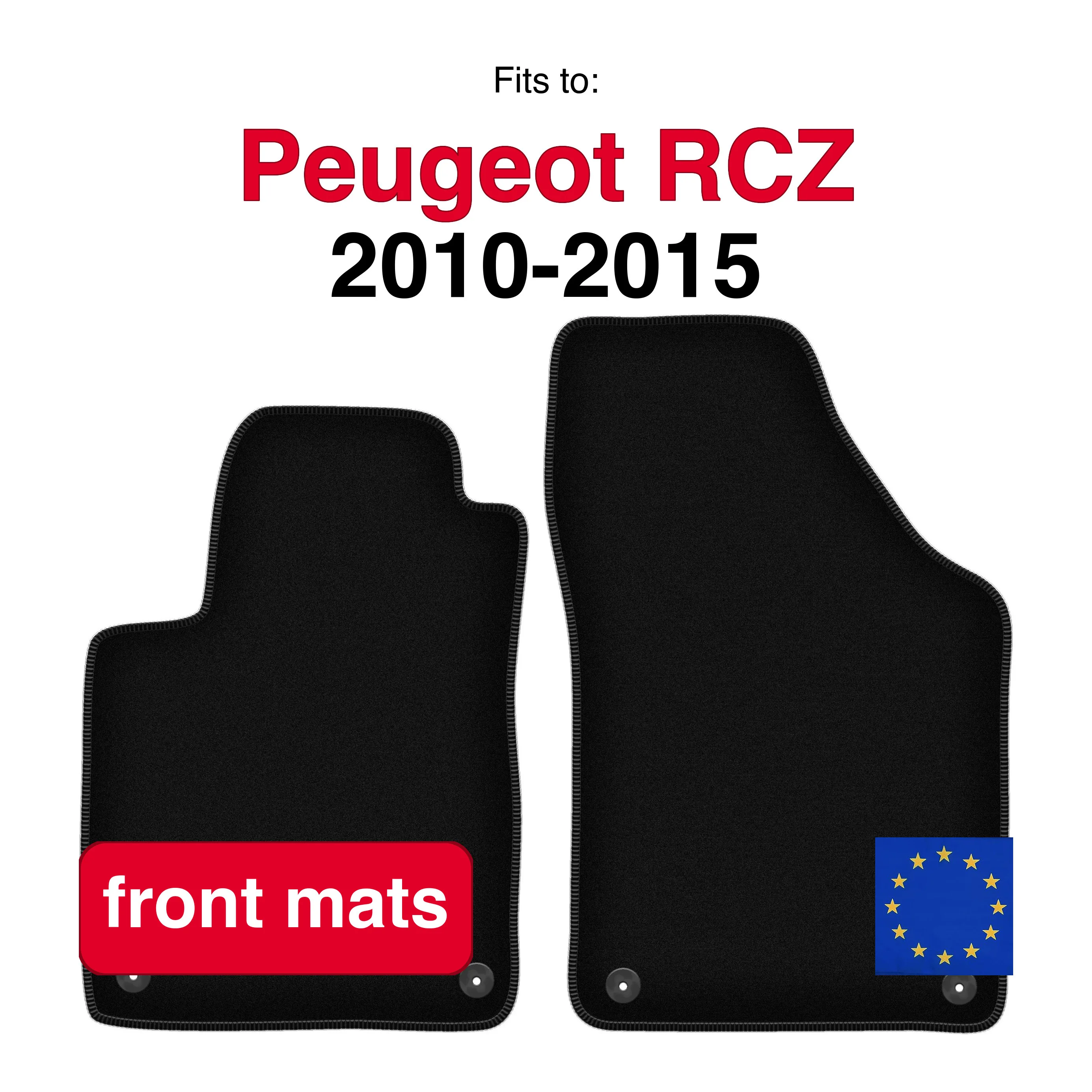 Auto velours vloermatten voor Peugeot RCZ Coupé (2010-2015) -BASIC (2 stuks) zwart auto voorzijde vloermatten set voor voertuigvloer
