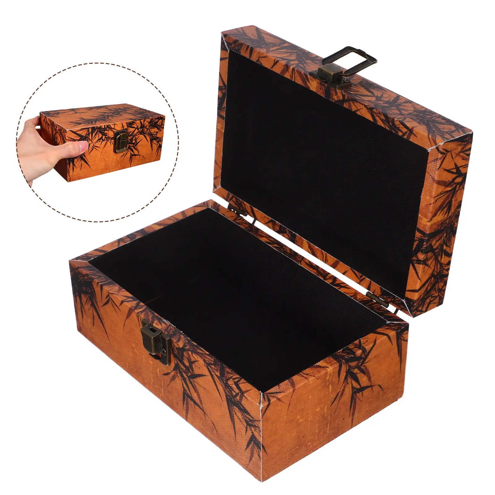 

Винтажная шкатулка для украшений из массива дерева, декоративный сундучок для спальни и туалетного столика, ретро-кейс для хранения, компактный дизайн