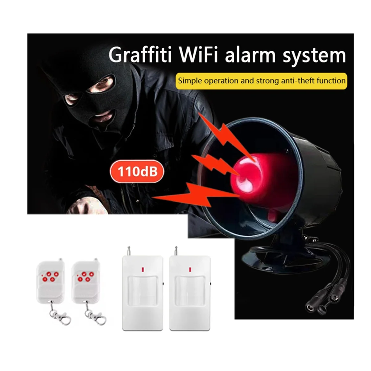 2025 + 433 ميجا هرتز نظام إنذار صفارة الإنذار اللاسلكية لأمن المنزل إنذار ضد السرقة مع أجهزة استشعار الأشعة تحت الحمراء طويلة المدى الولايات المتحدة التوصيل #3