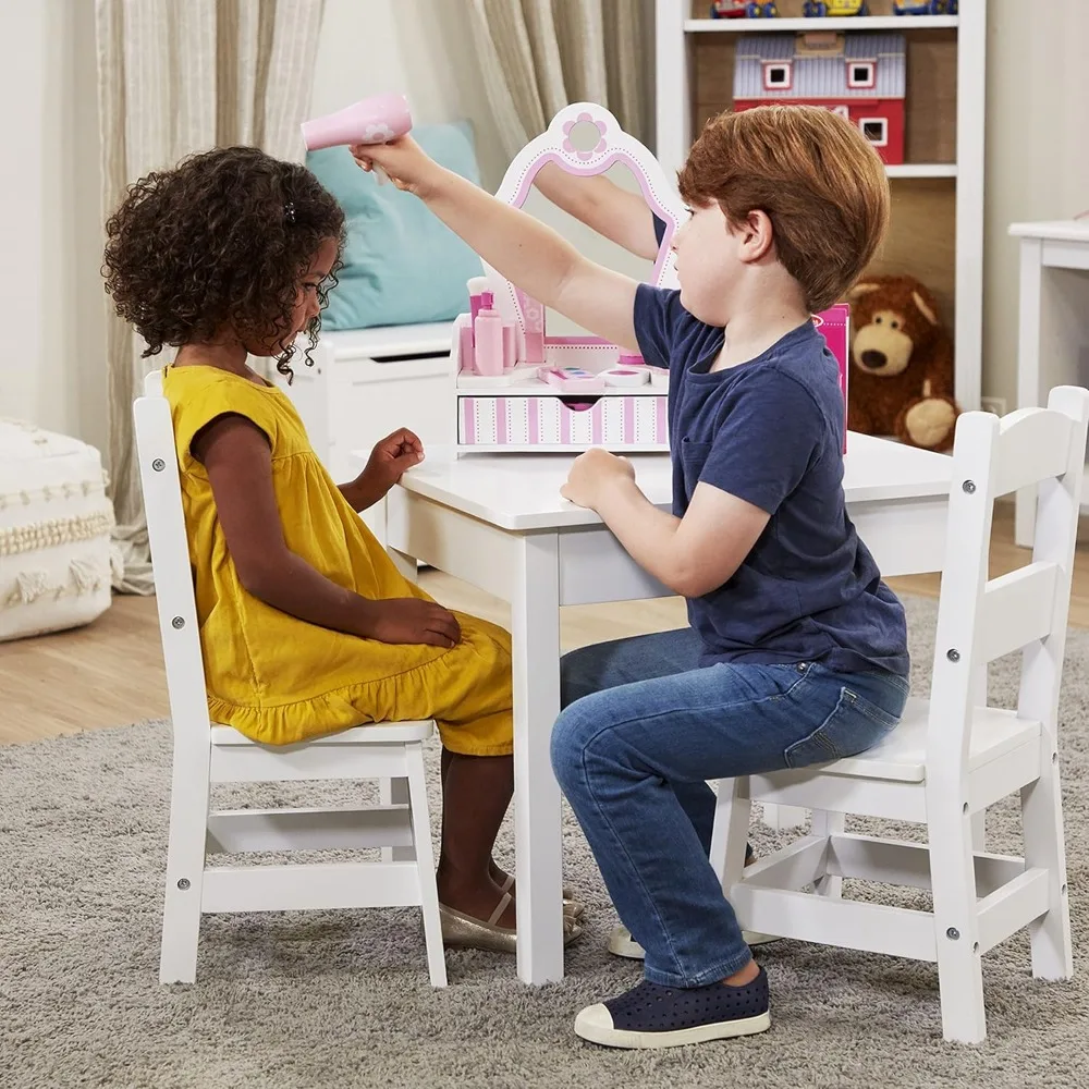 Wooden Table & Chairs - White