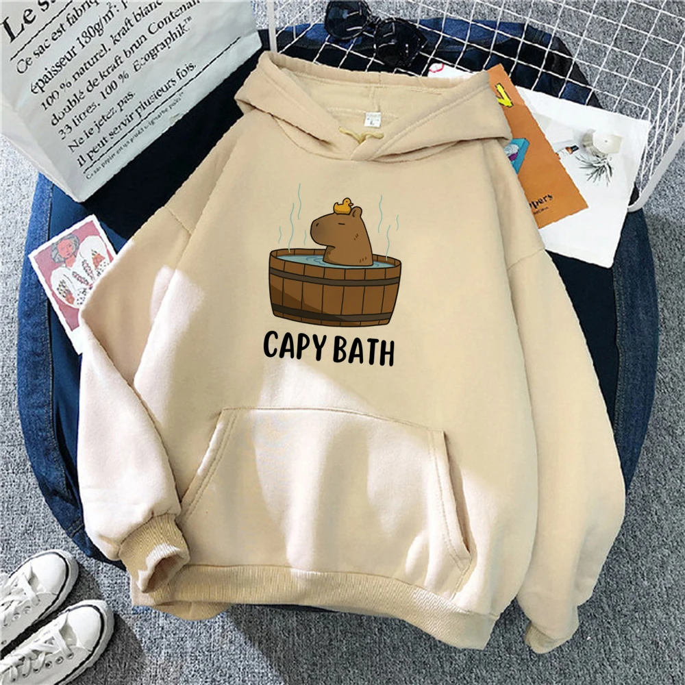 Capybara hoodies women funny long sleeve top sweat y2k anime sweater female long sleeve top pulls