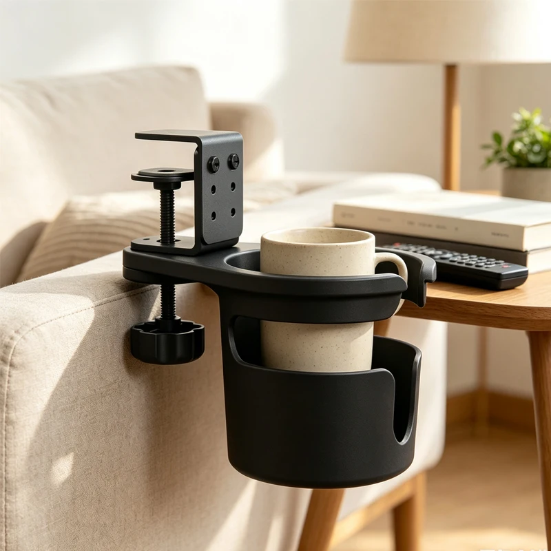 Desk Cup Holder Anti-Spill Adjustable Table Water Bottle Holder Bicycle  Storage Rack for Coffee Drink Mugs Water Bottles