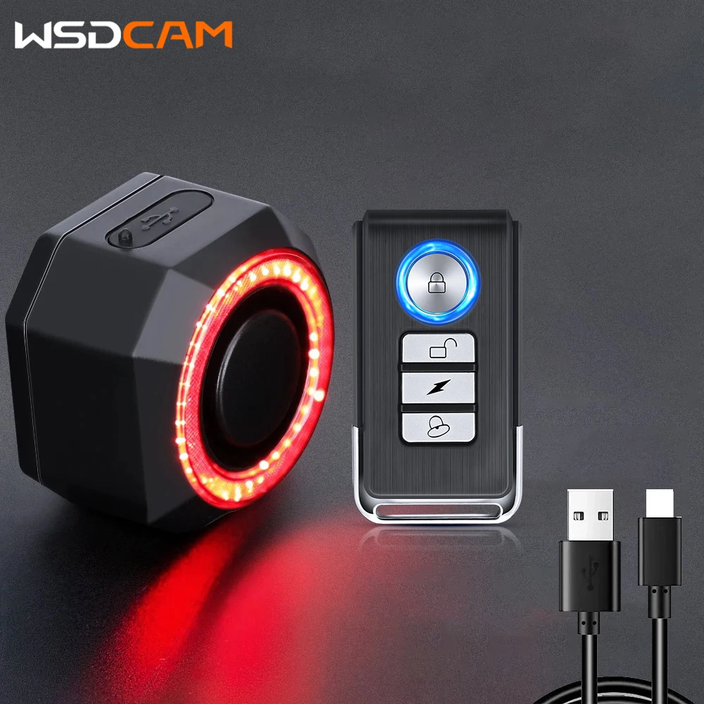 Smart Bike Light Alarm Brake-Sensing Taillight Remote Control Motorcycle Alarm Security Protection 110dB