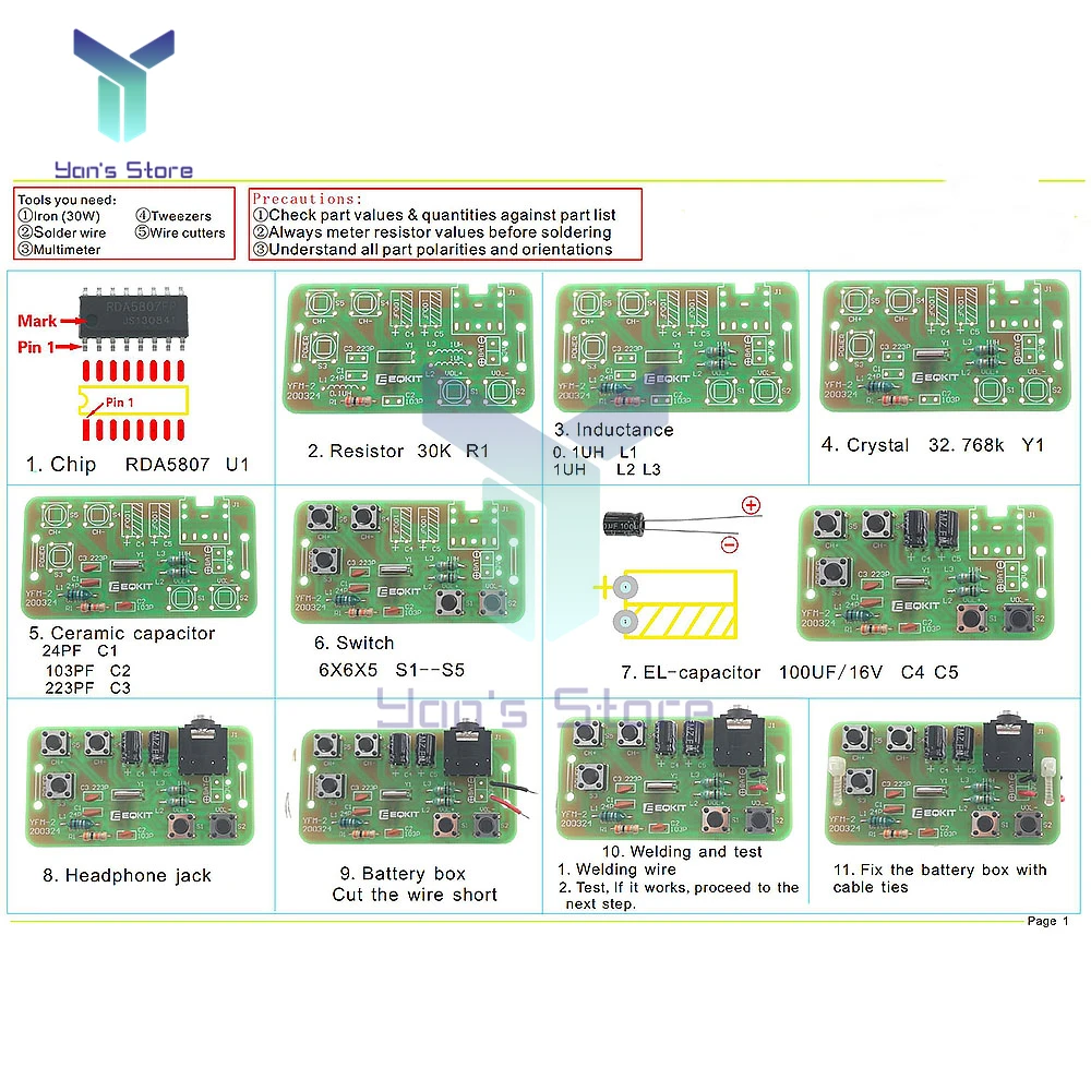 76-108MHz FM Stereo Radio DIY Kit Wireless FM Receiver Module with Digital Automatic Gain Control (AGC) Frequency Modulation