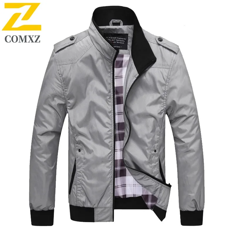 

COMXZ Premium Men Jacket Stand Collar Business Casual Windproof Coat Korean Style Fashion Slim Fit Spring Autumn Windbreaker