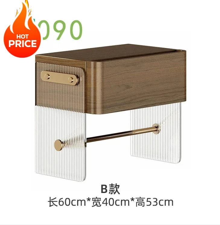 

2PCS Italian minimalist style home improvement furniture model room storage acrylic solid wood bedside table