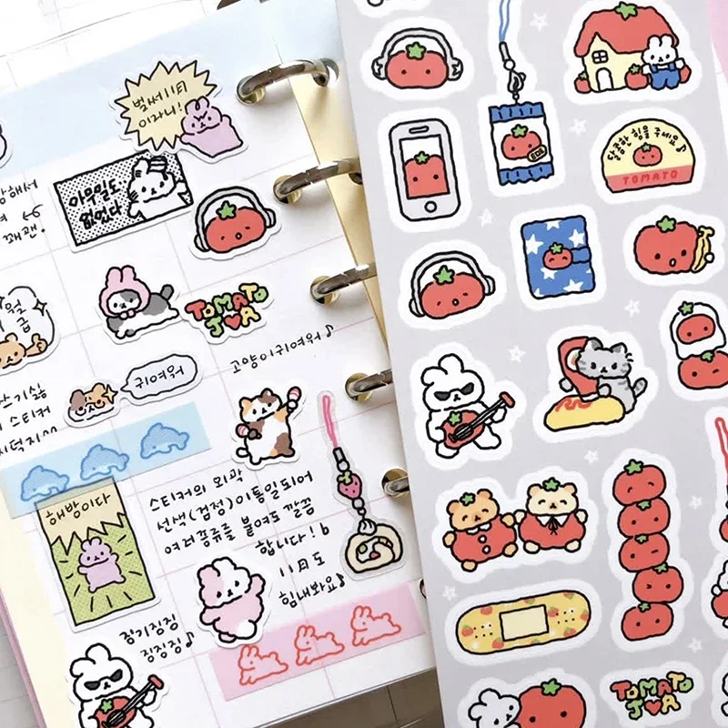 Adorabili adesivi conigli in stile graffiti; Cartone animato coreano, set da 1/3 fogli