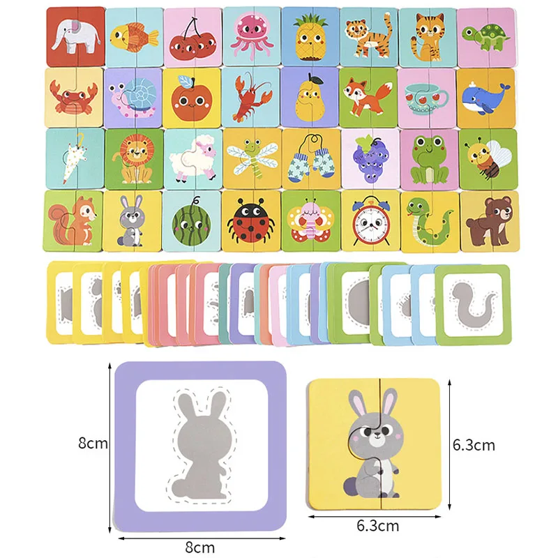 Montessori Form Passenden Brettspiel Holz Finden Schatten Passenden Bilder Tier Obst Blöcke Puzzles Pädagogisches Spielzeug Für Kinder