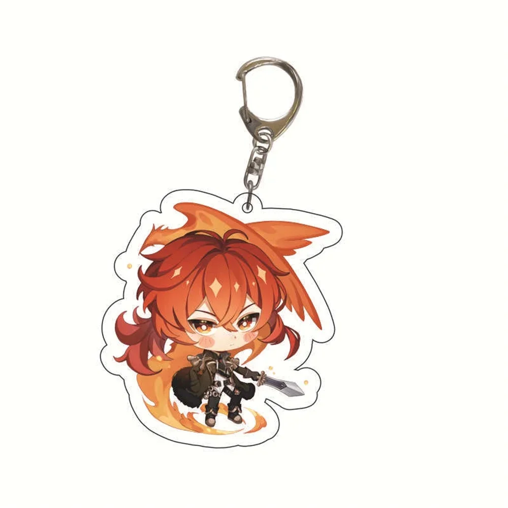 Game Keychain Cosplay Kazuha Ayaka Yoimiya Eula Cute Cartoon Character Car Pendant Arcylic Key Chain