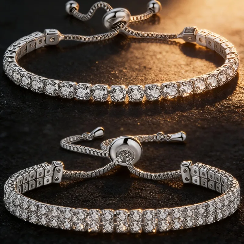 Europe and the United States cross-border popular fashion full diamond zircon tennis bracelet women's light luxury high-end