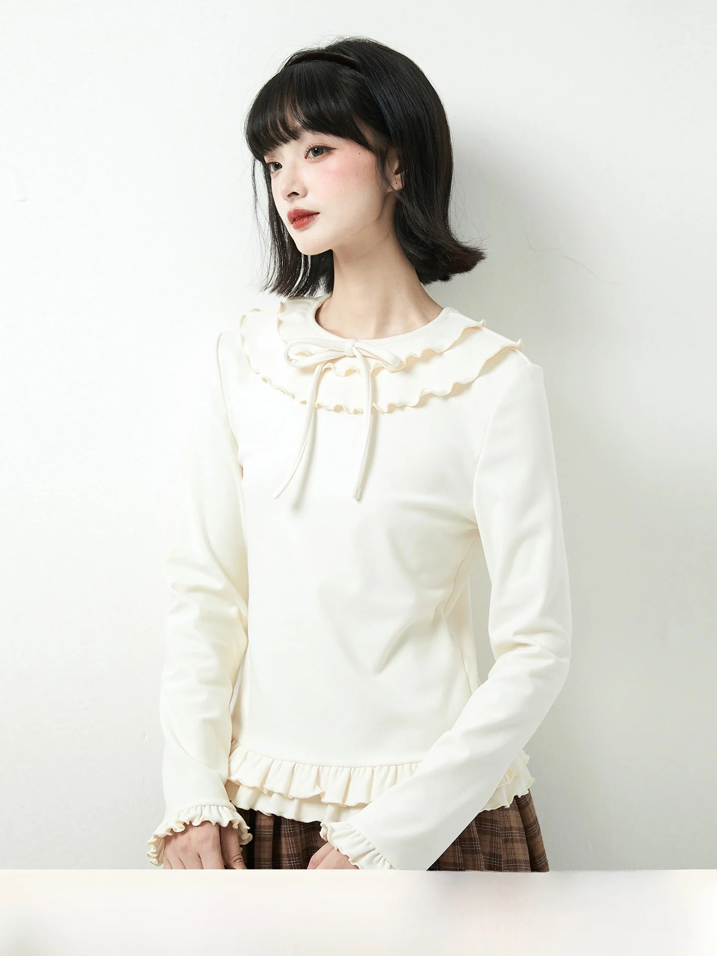 

Women's Long Sve Dstring Knot Blouse Floral Splicing Polyester Lycra Breathable Skin-friendly Casual Top