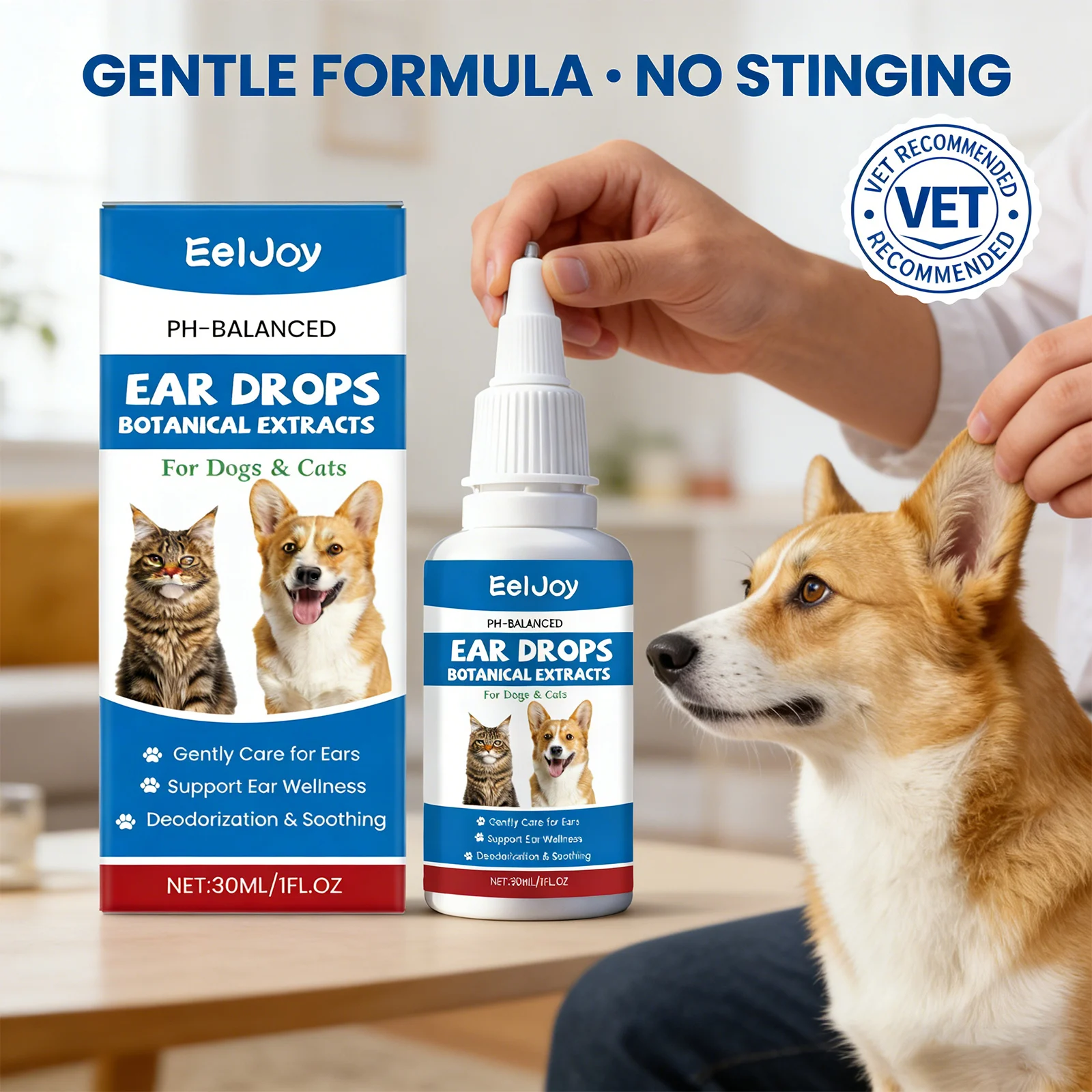 

Dog Ear Drop Quickly Removing Earwax Eliminate Odor Regulate Ear Canal Acid-Base Balance Gentle Formula Daily Pet Ear Care Agent