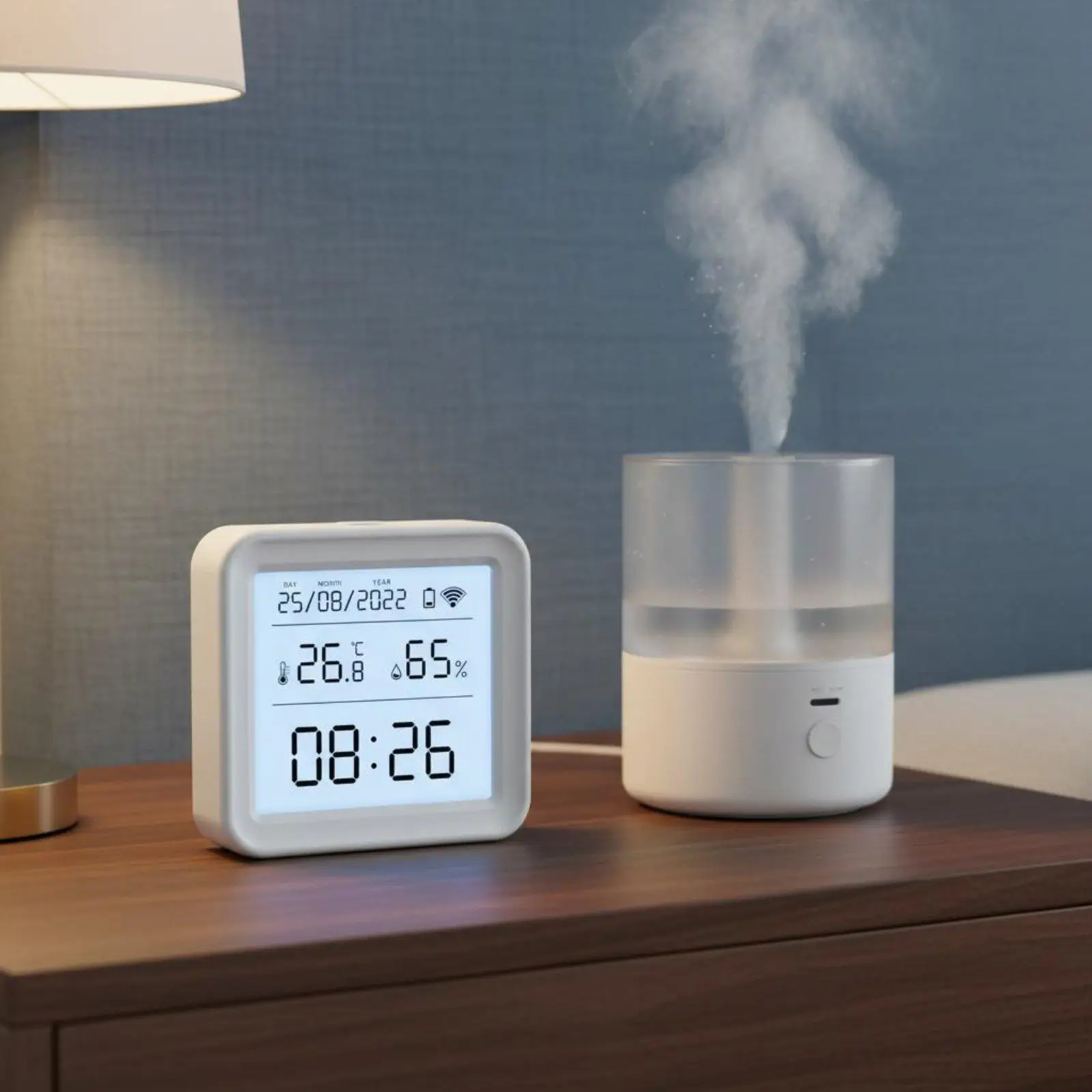 Smart Wifi Temperature Sensor with Humidity Gauge and IR Blaster for Home Climate Automation Control Via App