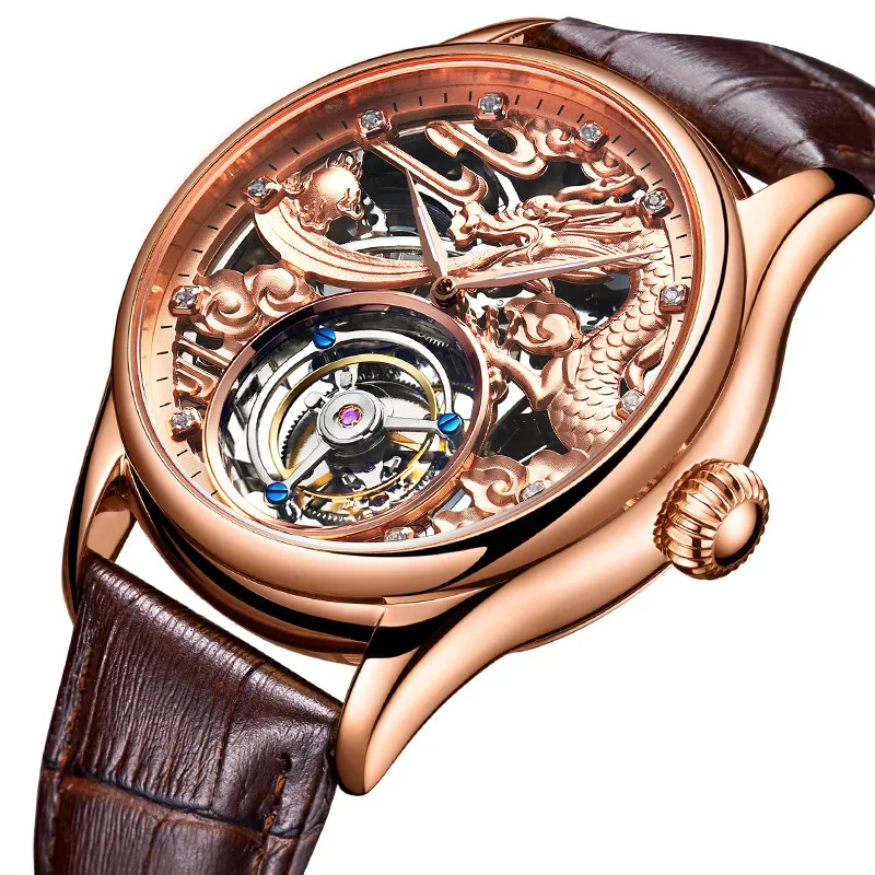 Aesop genuine tourbillon mechanical watch hollowed out mechanical watch fashionable waterproof gift men's high-end watch