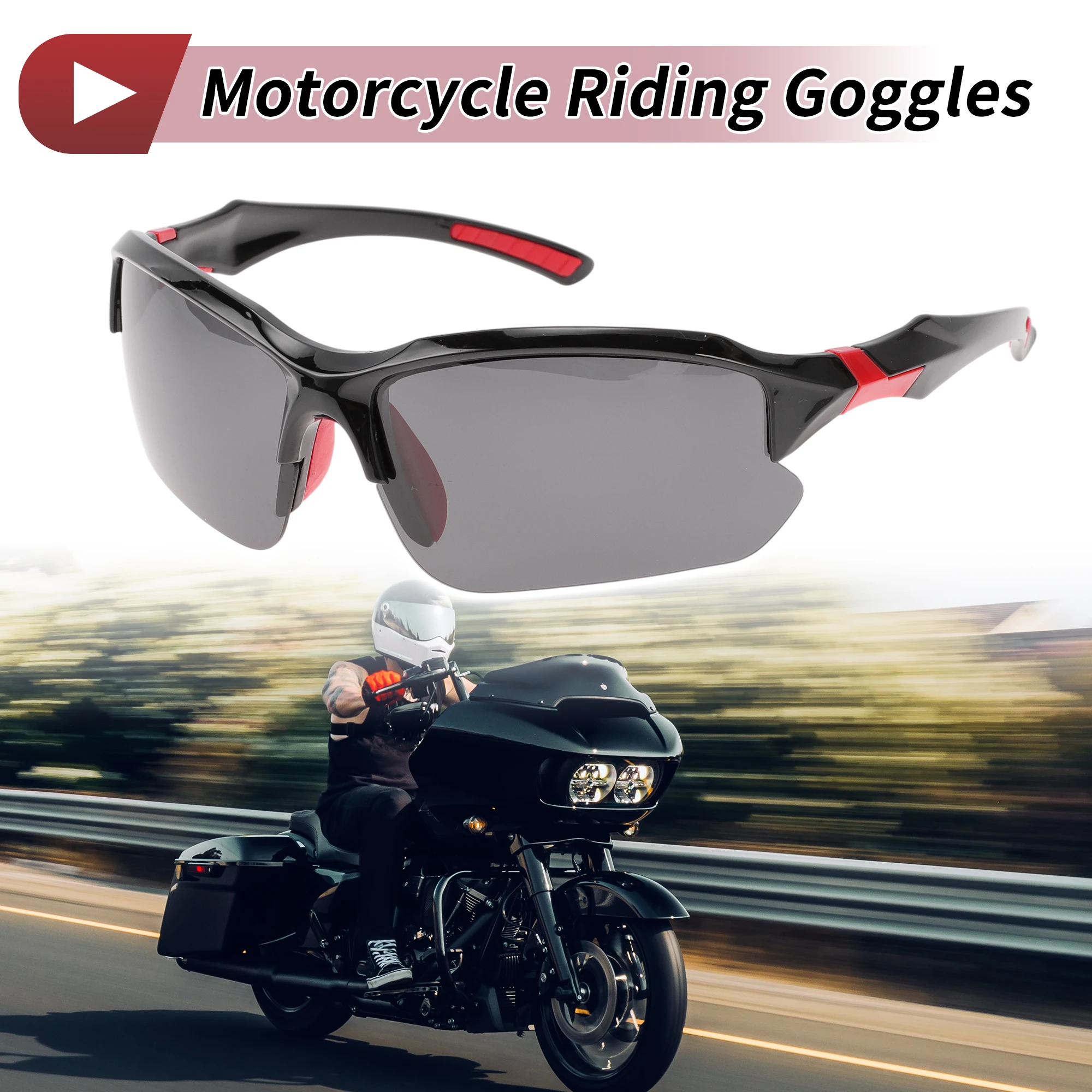 

X Autohaux мотоциклетные очки с глубокими серыми линзами, черная, красная оправа, Tri-acetel, целлюлозный ПК