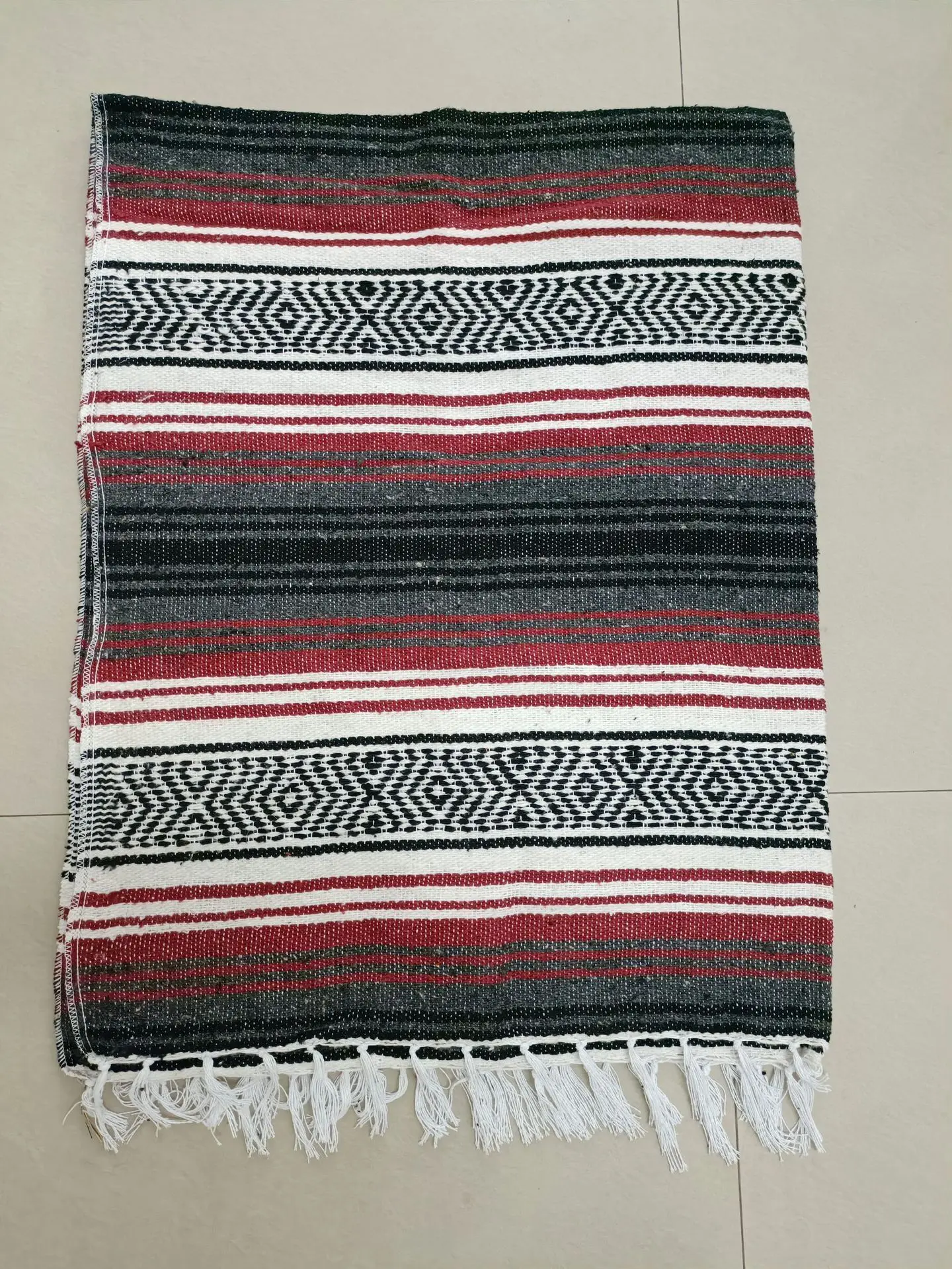 Mexican Blanket Travel Striped Rainbow Beach Blankets Mat for Beds Outdoor Picnic Sofa Cover with Tassel
